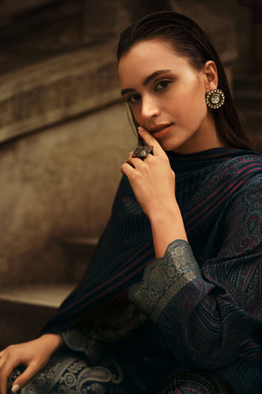 Grey Color Silk Woven Unstitched Suit Fabric