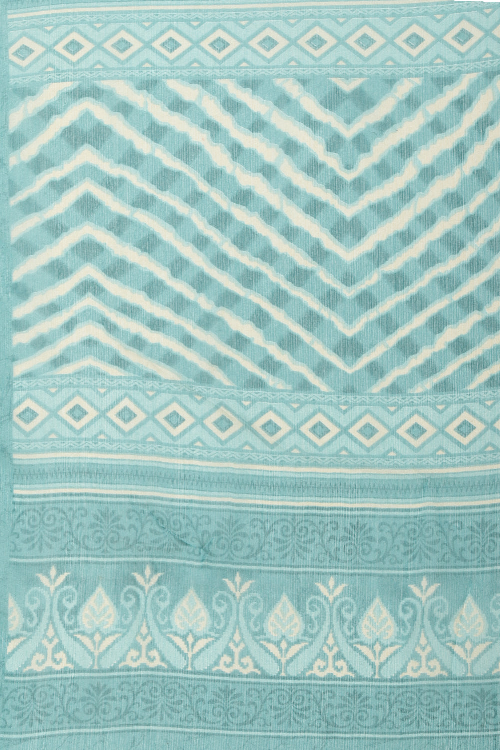 Firozi Color Chiffon Leheriya Printed Saree