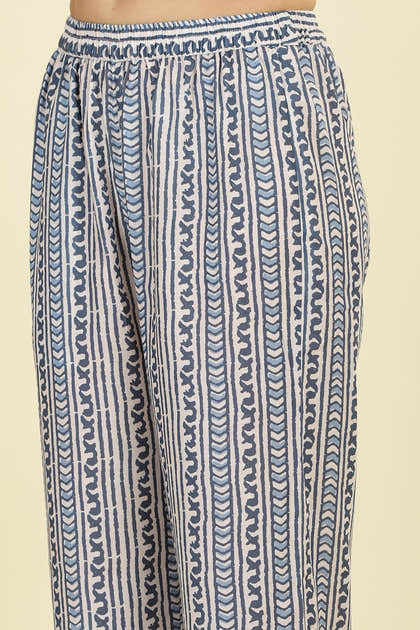 Blue Cotton Hacoba Style Printed Unstitched Suit Material