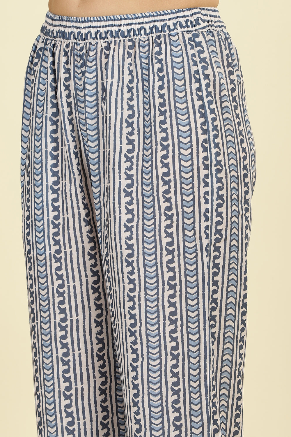 Blue Cotton Hacoba Style Printed Unstitched Suit Material