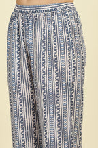 Blue Cotton Hacoba Style Printed Unstitched Suit Material