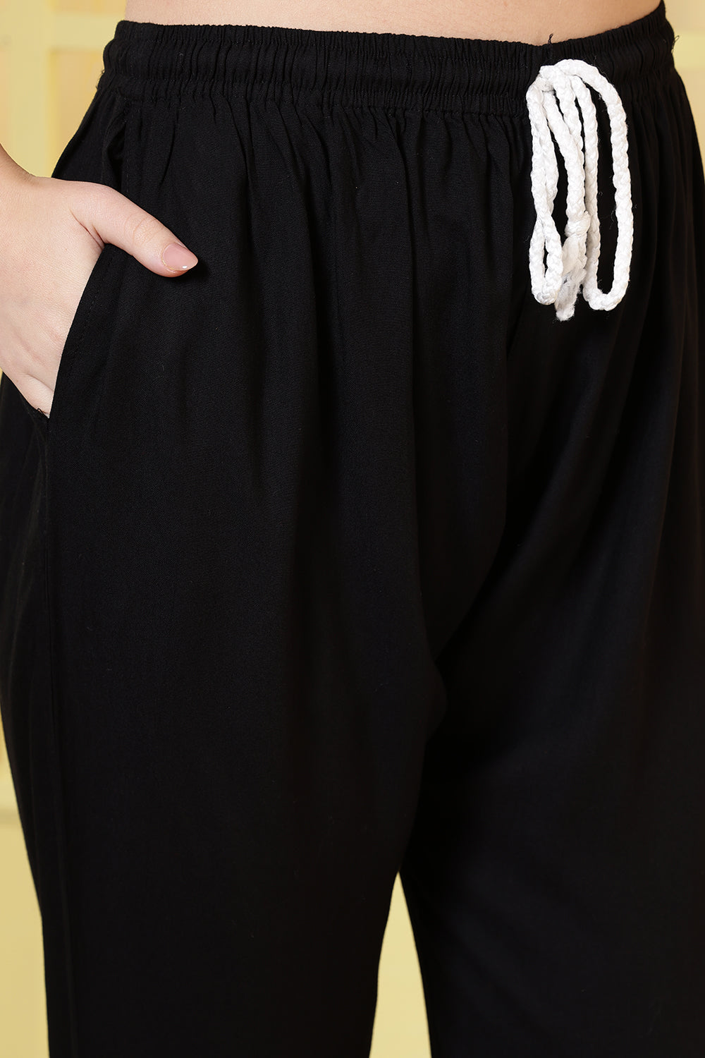 Black Rayon Resham Embroidered Kurti Set