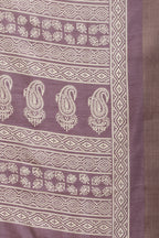 Purple Color Cotton Silk Boota Printed And Zari Woven Saree