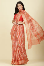Orange Color Chiffon Leheriya Printed Saree