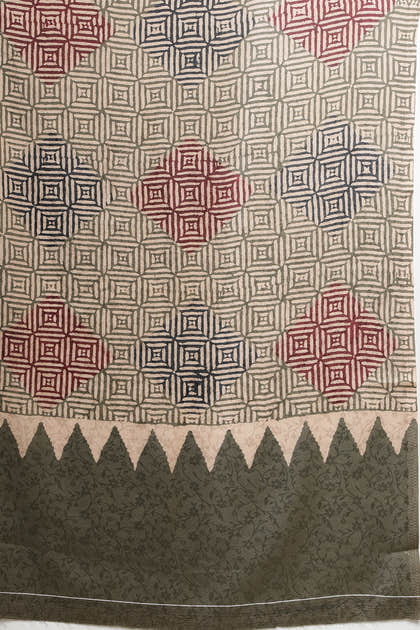Sage Green Jacquard Silk Printed Saree
