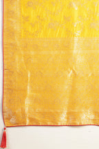 Mustard Banarasi Silk Zari Floral Zaal Woven Saree