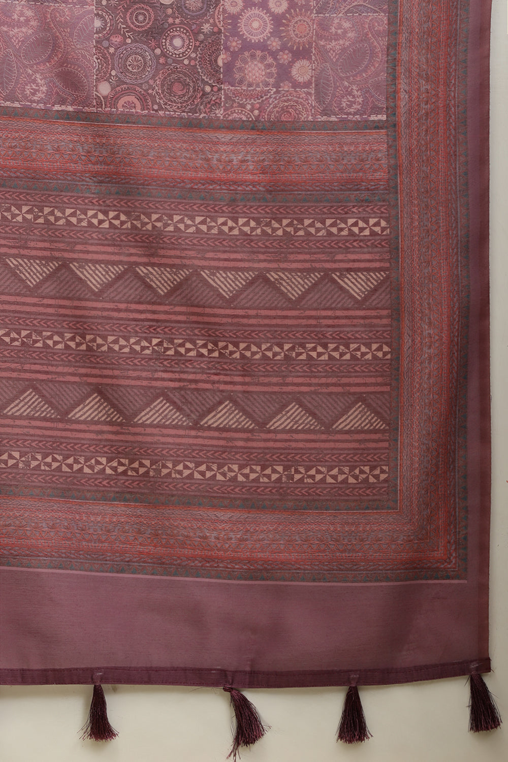 Dusky Purple Cotton Silk Printed Saree