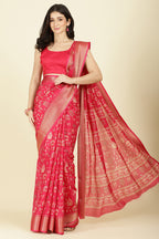 Raspberry Cotton Silk Printed Saree