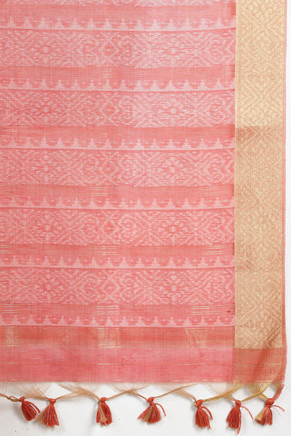 Beige Cotton Woven Saree