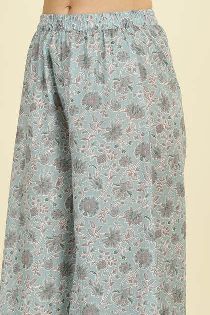 Cream Chanderi Cotton Hacoba Style & Floral Printed Unstitched Suit Material