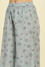 Cream Chanderi Cotton Hacoba Style & Floral Printed Unstitched Suit Material