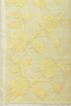 Pale Yellow Cotton Floral Resham Embroidered Saree