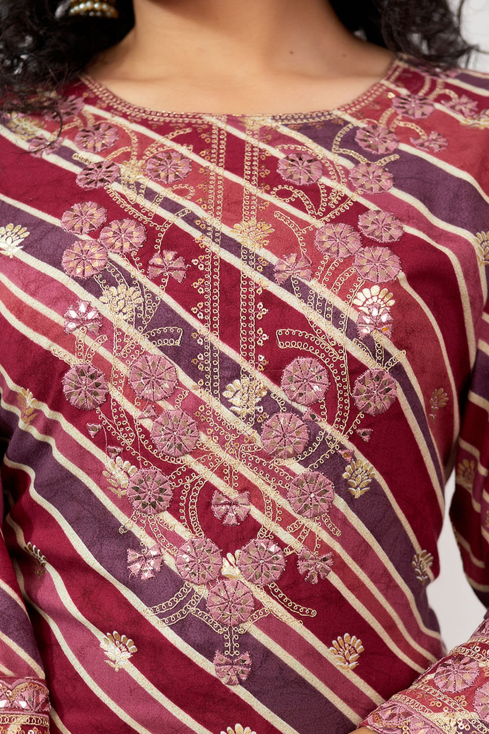 Maroon Colour Cotton Printed Kurti