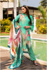 Turquoise  Color Printed Crepe Silk Unstitched Suit Material
