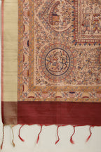 Maroon Color Cotton Silk Madhubani Print Saree