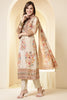 Tussar Color Shimmer Tissue Printed & Embroidered Suit Set