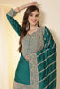 Teal Silk Zari Embroidered Suit With Parsi Salwar