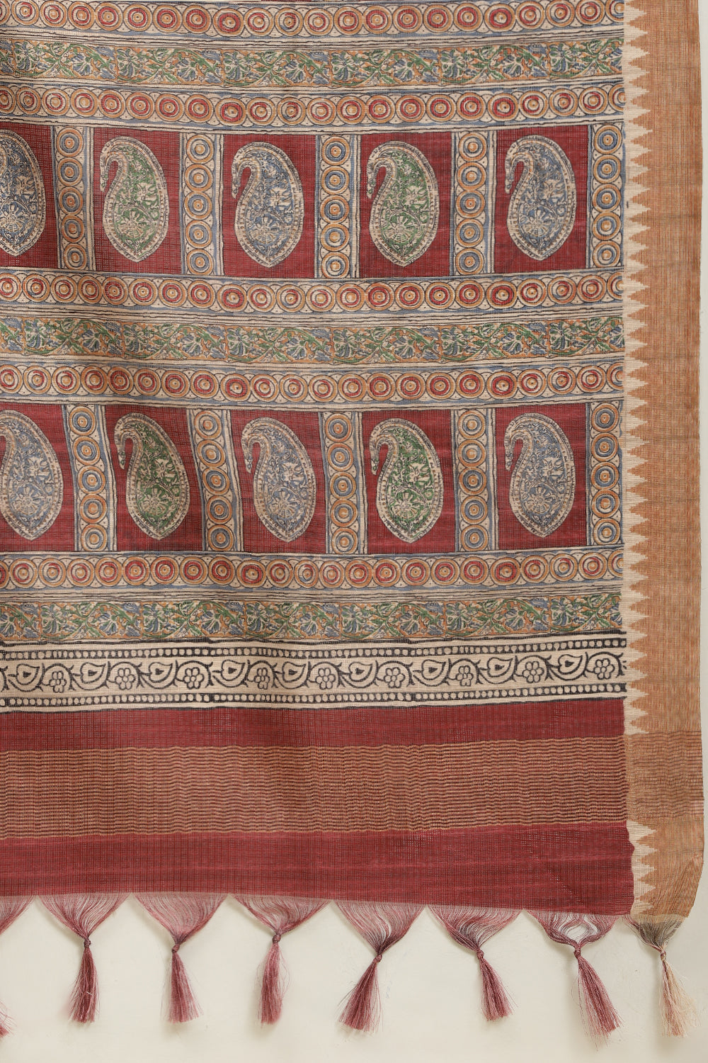 Maroon Cotton Silk Floral Boota Printed Saree