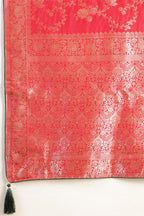 Red Banarasi Silk Zari Floral Zaal Woven Saree