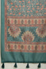 Teal Green Floral Printed Cotton Silk Saree