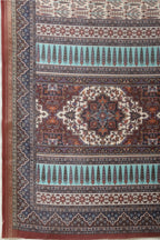 Brown Ajrakh Block Printed Cotton Saree