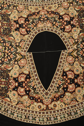 Black Color Pure Crepe Digital & Hand Print Saree with Mirror and Beads Handwork By Tarun Tahiliani Designer Collection