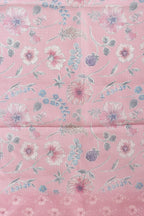 Muted Pink Organza Floral Printed And Lace Work Saree