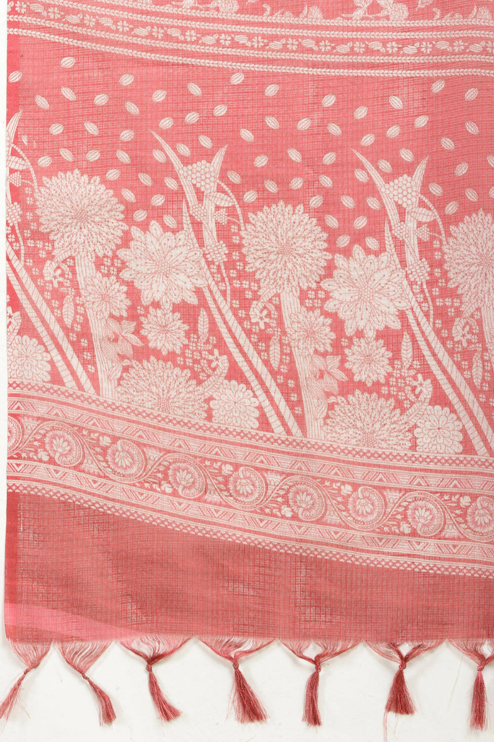 Maroon Kota Cotton Floral Jaal Printed Saree