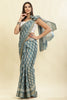Firozi Color Cotton Silk Boota Printed And Zari Woven Saree
