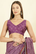 Purple Bandhani Printed Cotton Saree