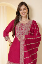 Rani Zari Embroidered Silk Suit With Farsi Salwar