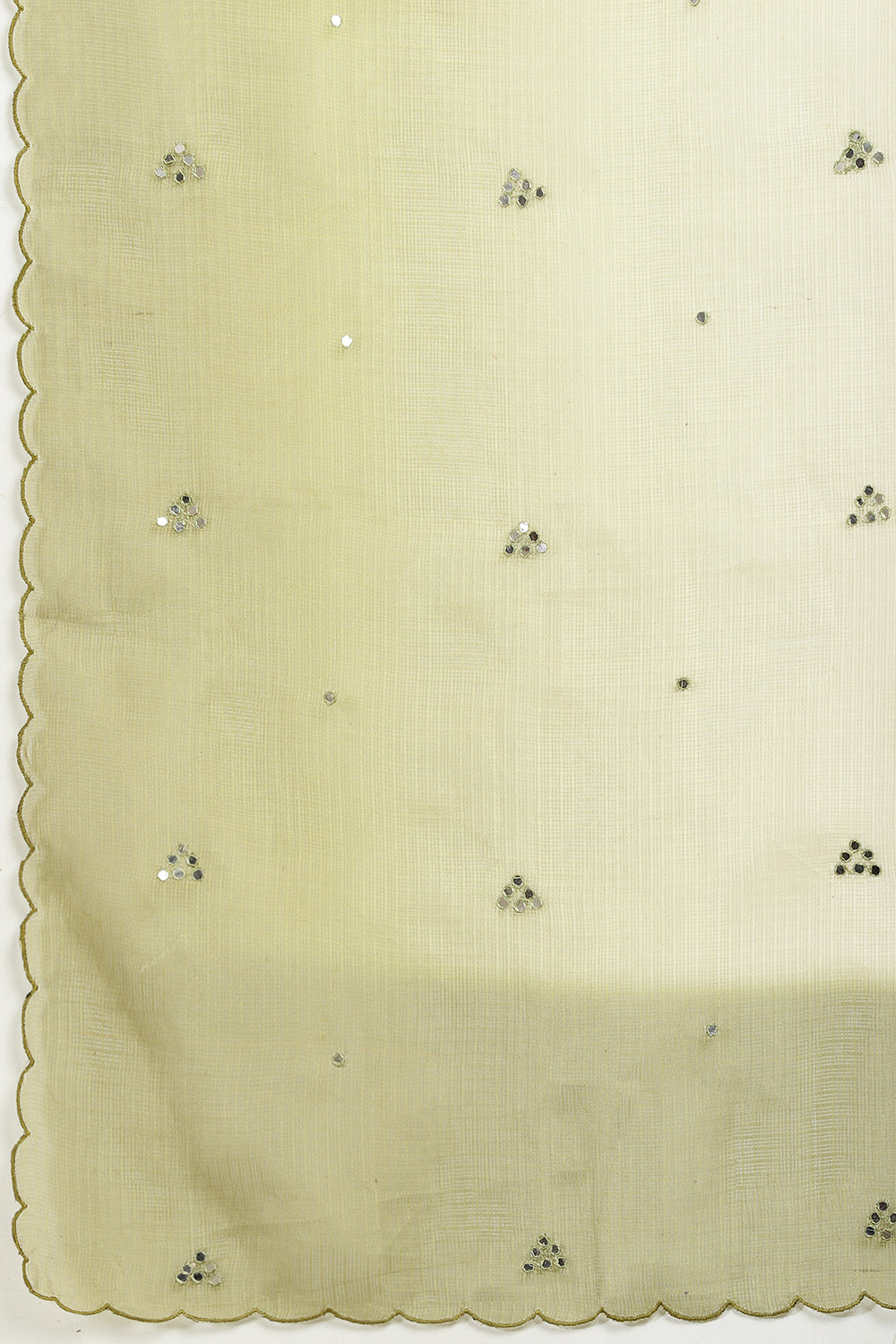 Ombre Olive Green Organza Saree With Mirror Work