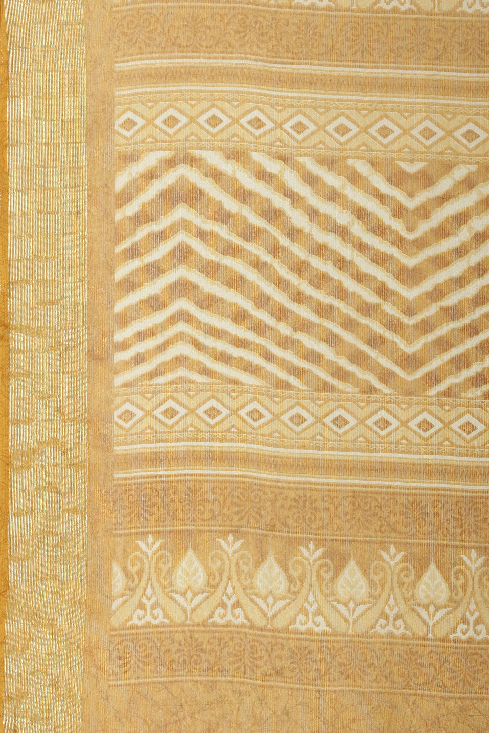 Mustard Color Chiffon Leheriya Printed Saree