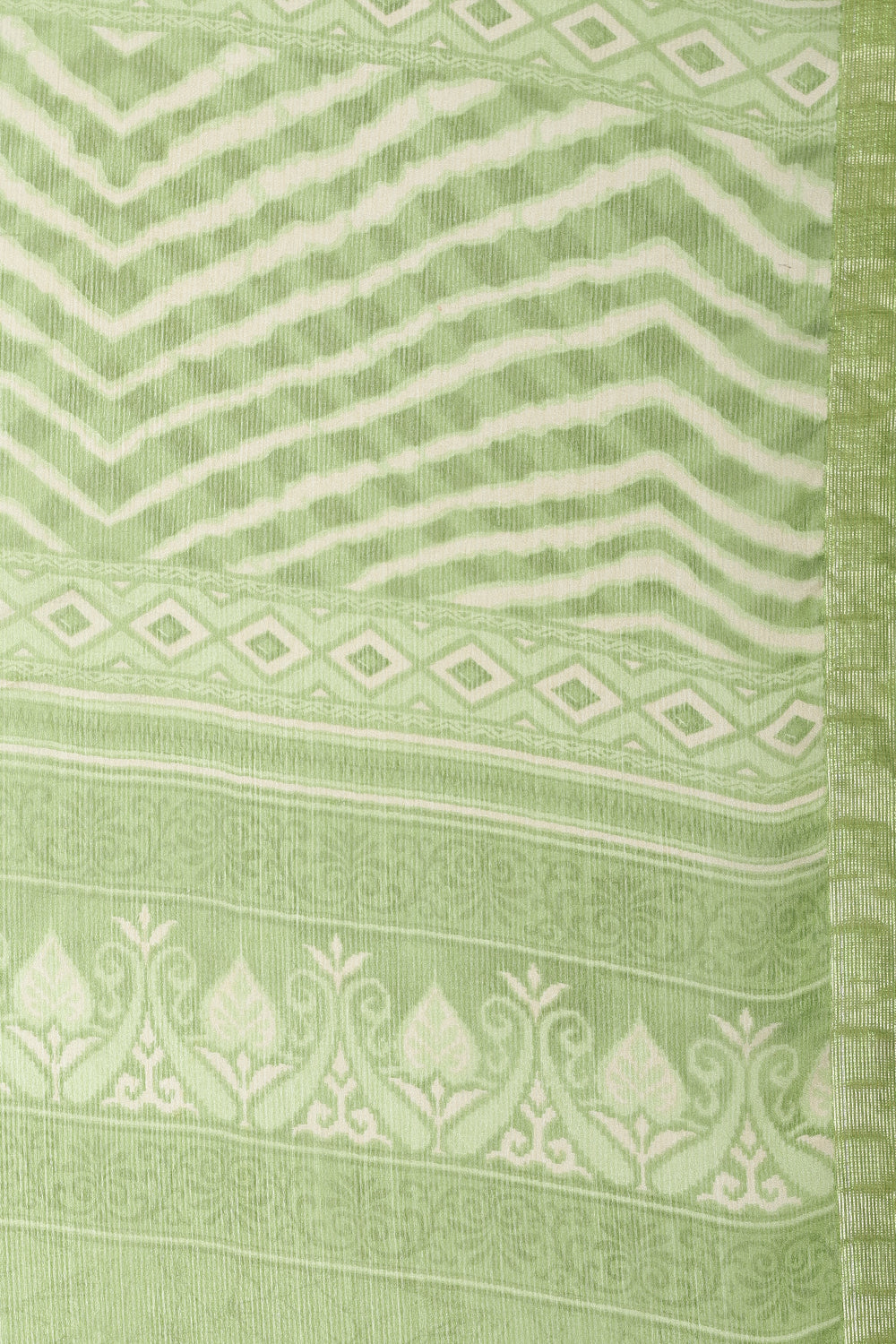 Olive Green Color Chiffon Leheriya Printed Saree