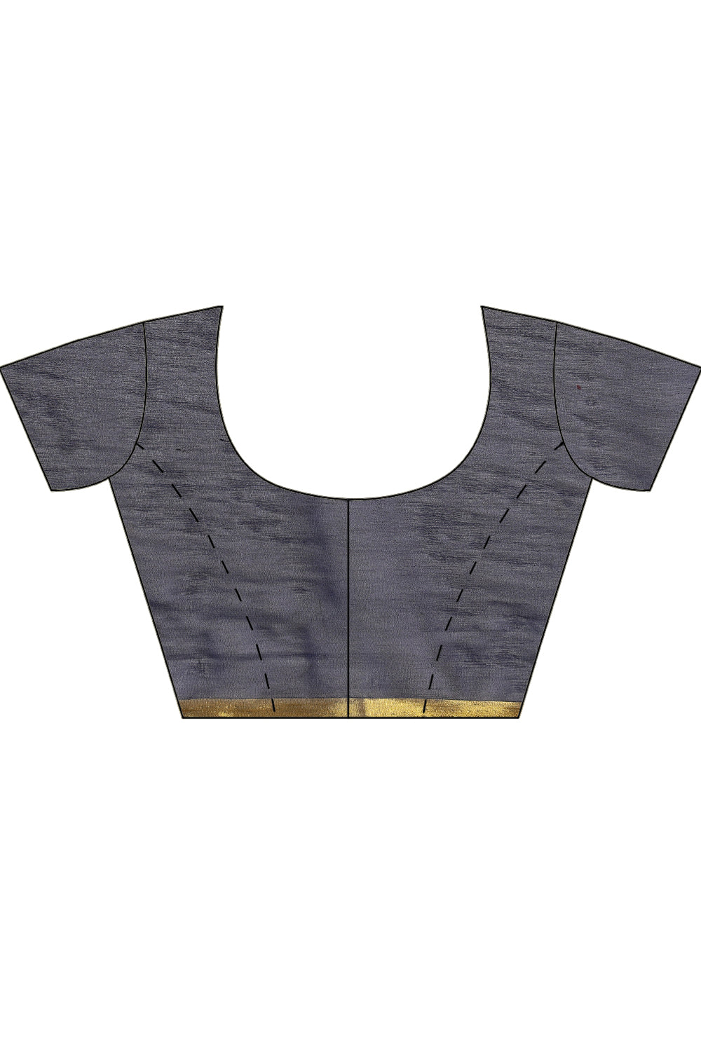 Navy Chiffon Floral Zari Border & Floral Printed Saree