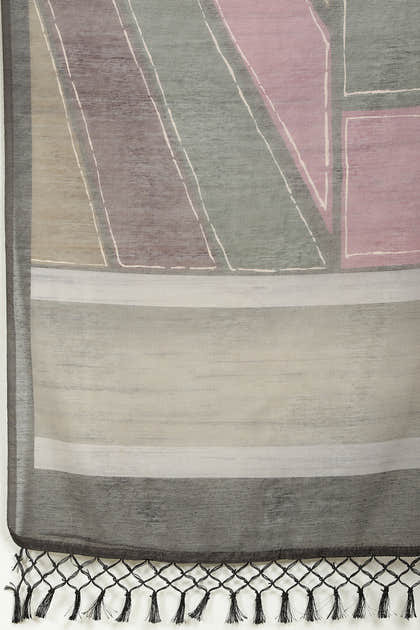 Black Organza Cotton Printed Saree