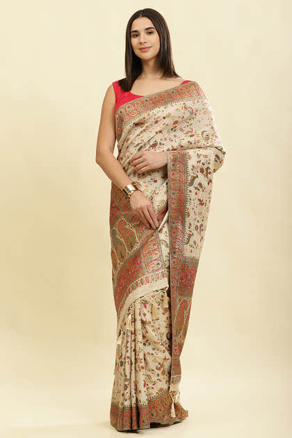 Tussar Color Silk Madhubani Woven Saree