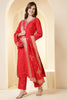 Red Silk Embroidered Suit Set