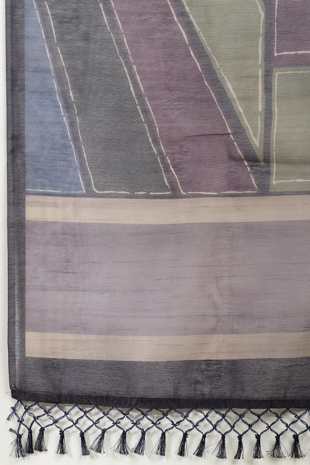 Navy Organza Cotton Printed Saree