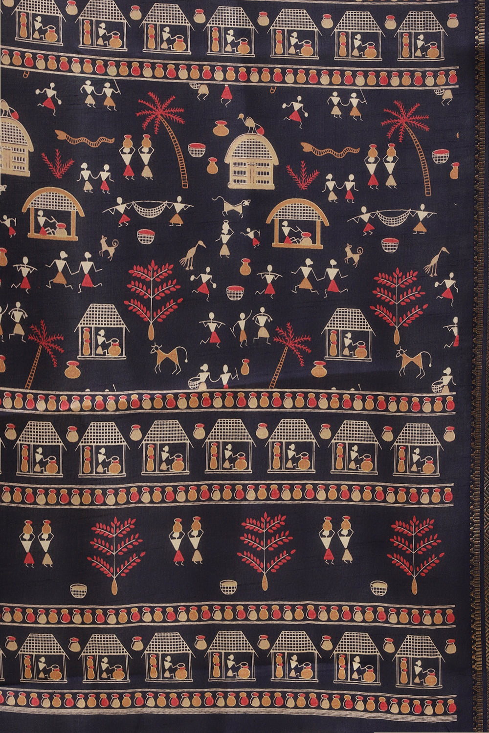 Navy Cotton Silk Printed Saree