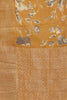 Mustard Cotton Silk Floral Printed & Zari Border Saree