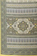 Olive Green Ajrakh Block Printed Cotton Saree