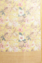 Mustard Floral Printed Chiffon Saree