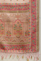 Pink Chanderi Cotton kashida Weaves Saree