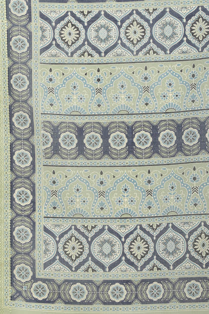 Navy Ajrakh Block Printed Cotton Saree
