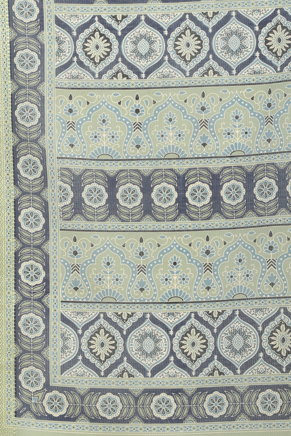 Navy Ajrakh Block Printed Cotton Saree