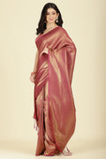 Muted Pink Color Zari Woven South Silk Saree