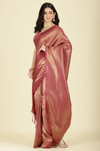 Muted Pink Color Zari Woven South Silk Saree