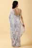 Grey Color Printed Chinon Saree