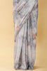 Grey Color Printed Chinon Saree